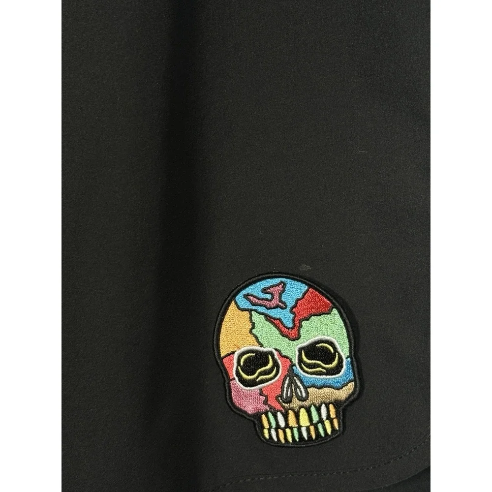 Jamey Crack Skull Men's Swim  Shorts Unisex Size 29 Black‎ Missing Drawstring